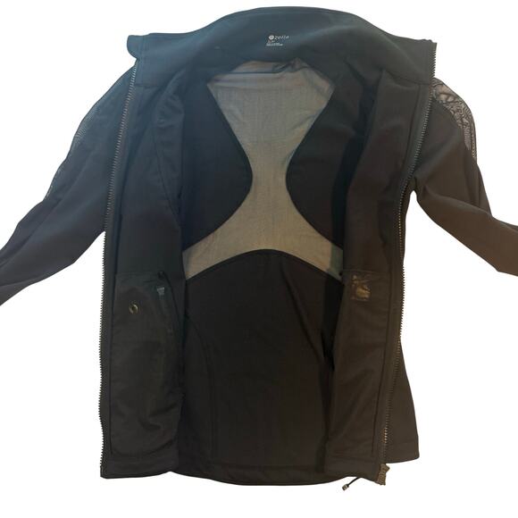 Zella Black Zip Track Jacket Women's Small Mesh Sleeve Stretch Activewear - Picture 4 of 10